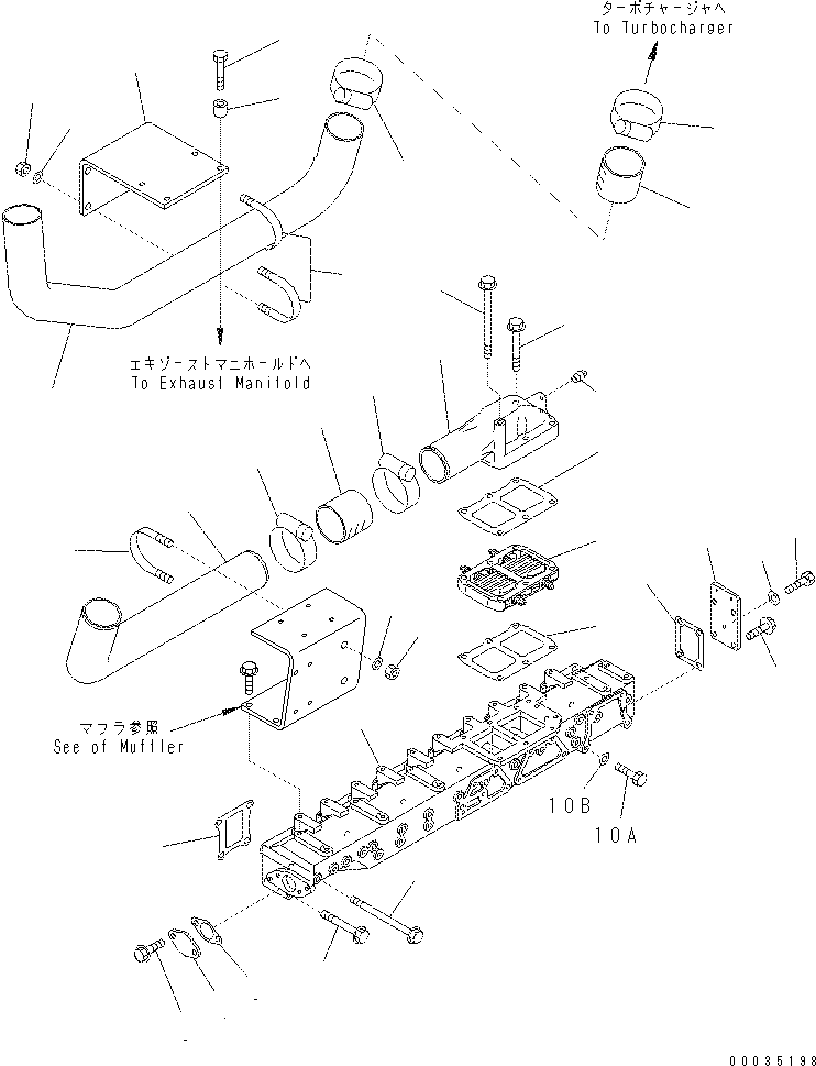 Excavators Komatsu / PC400-7(-50) S/N Y400001-UP(ZEPB000901) / AIR INTAKE MANIFOLD AND CONNECTION(#310521-)(|AAA0021 : |AAA0021)