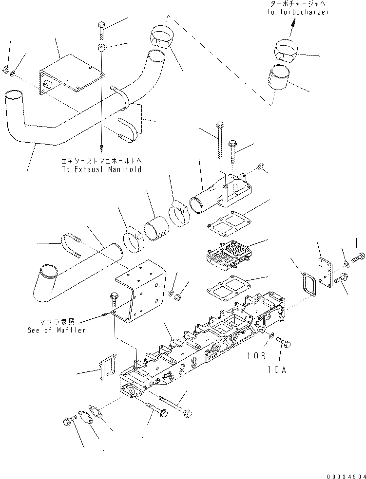 Excavators Komatsu / PC400-7(-50) S/N Y400001-UP(ZEPB000901) / AIR INTAKE MANIFOLD AND CONNECTION  (90A ALTERNATOR SPEC.)(#315094-)(|AAA0025 : |AAA0025)
