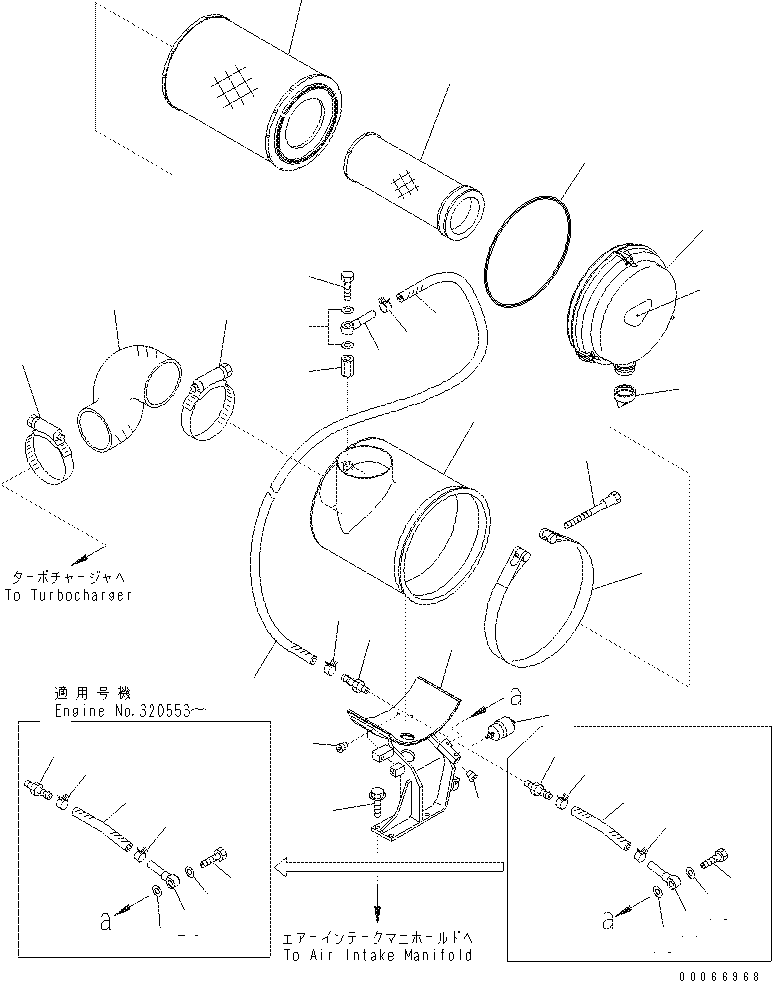 Excavators Komatsu / PC400-7(-50) S/N Y400001-UP(ZEPB000901) / AIR CLEANER(#314287-)(|AAA0036 : |AAA0036)