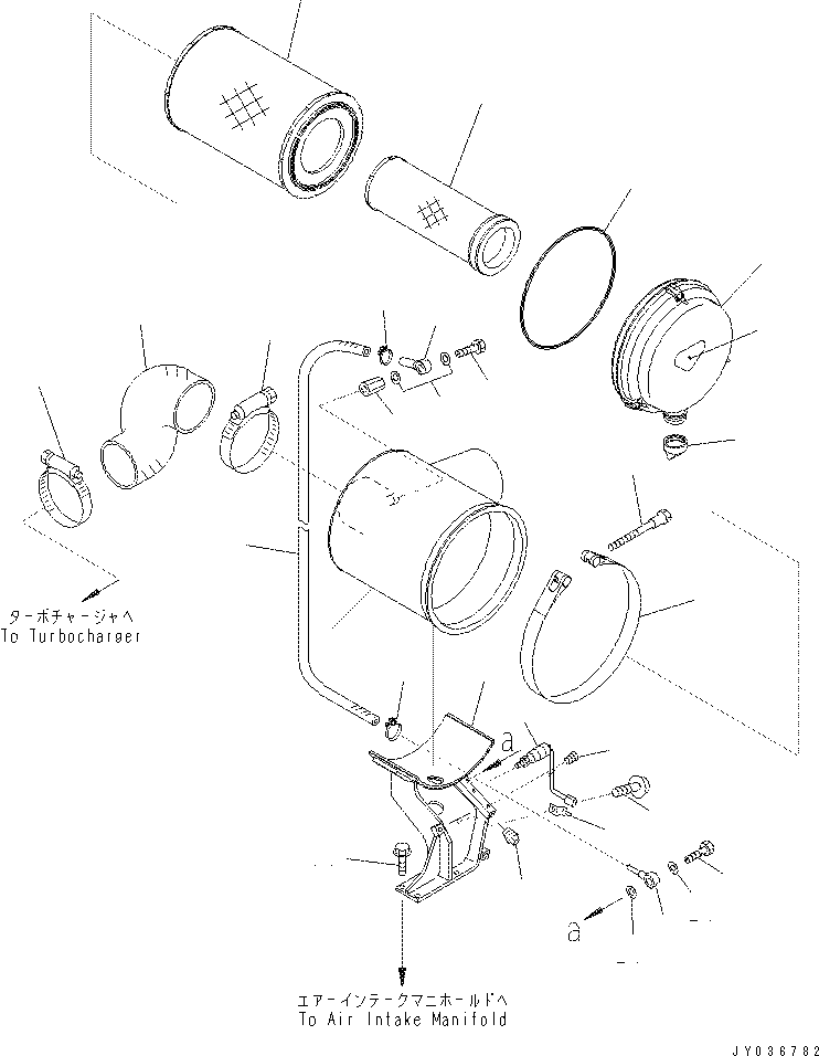 Excavators Komatsu / PC400-7(-50) S/N Y400001-UP(ZEPB000901) / AIR CLEANER (SANDY AND DUSTY SPEC.) (EXTENSION WITH PRE-CLEANER)(#324203-)(|AAA0040 : |AAA0040)