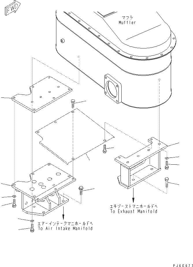 Excavators Komatsu / PC400-7(-50) S/N Y400001-UP(ZEPB000901) / MUFFLER (2/2) (CERAMIC TYPE)(#310367-)(|AAA0062 : |AAA0062)