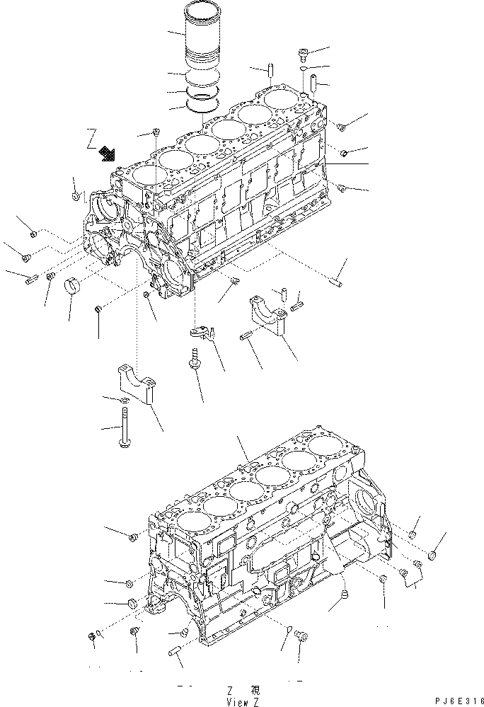 Excavators Komatsu / PC400-7(-50) S/N Y400001-UP(ZEPB000901) / CYLINDER BLOCK(#310001-)(|AAA0076 : |AAA0076)