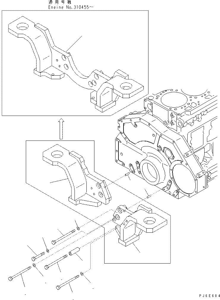 Excavators Komatsu / PC400-7(-50) S/N Y400001-UP(ZEPB000901) / ENGINE MOUNTING(#310001-)(|AAA0135 : |AAA0135)