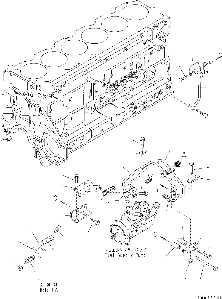 Excavators Komatsu / PC400-7(-50) S/N Y400001-UP(ZEPB000901) / FUEL SUPPLY AND RETURN PIPING (EXTREMELY BAD FUEL SPEC.)(#312529-)(|AAA0187 : |AAA0187)