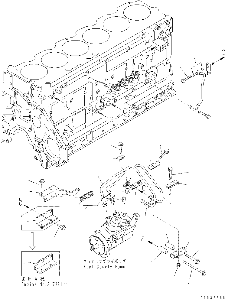Excavators Komatsu / PC400-7(-50) S/N Y400001-UP(ZEPB000901) / FUEL SUPPLY AND RETURN PIPING(#310001-)(|AAA0189 : |AAA0189)