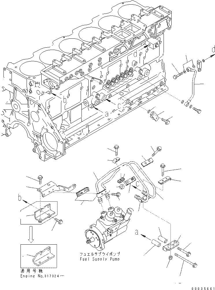 Excavators Komatsu / PC400-7(-50) S/N Y400001-UP(ZEPB000901) / FUEL SUPPLY AND RETURN PIPING(#310352-)(|AAA0192 : |AAA0192)