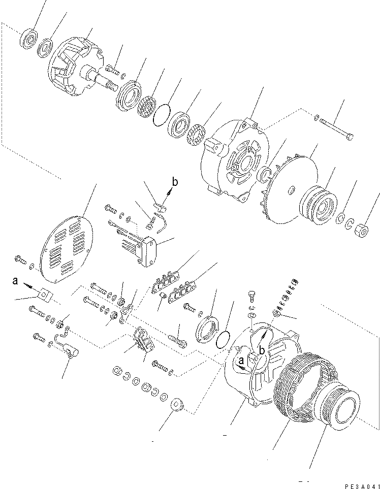 Excavators Komatsu / PC400-7(-50) S/N Y400001-UP(ZEPB000901) / ALTERNATOR (75A) (HARDENING PULLEY) (INNER PARTS)(#312559-)(|AAA0394 : |AAA0394)