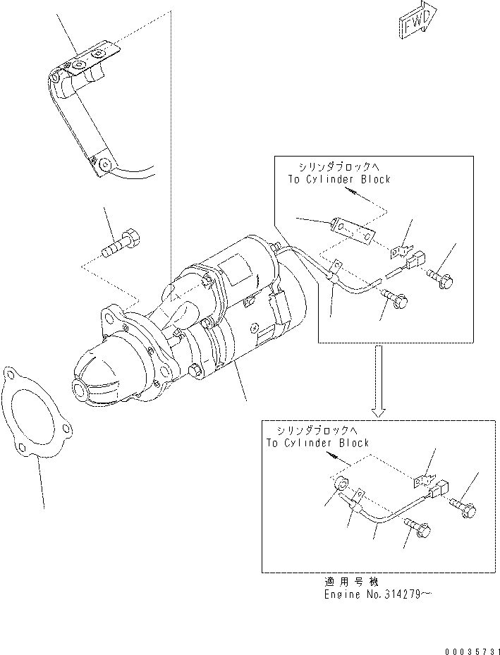 Excavators Komatsu / PC400-7(-50) S/N Y400001-UP(ZEPB000901) / STARTING MOTOR MOUNTING (11KW)(#312529-)(|AAA0401 : |AAA0401)