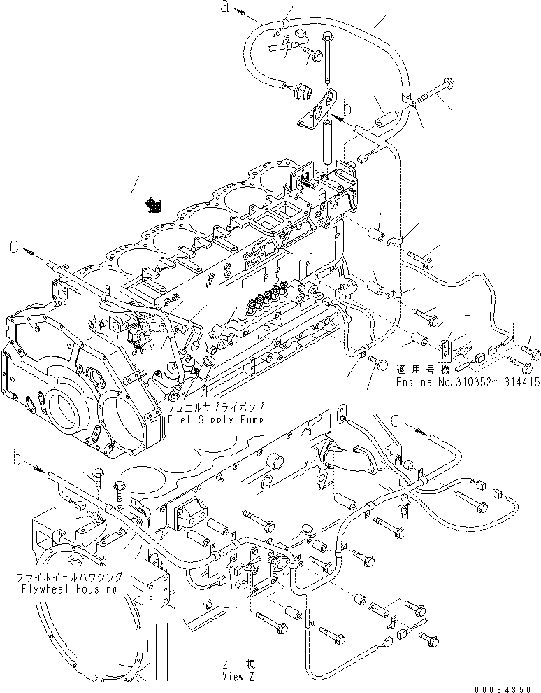 Excavators Komatsu / PC400-7(-50) S/N Y400001-UP(ZEPB000901) / WIRING (3/3) ENGINE L.H. (SENSOR AND SWITCH)(#310352-)(|AAA0434 : |AAA0434)