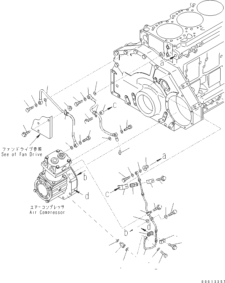 Excavators Komatsu / PC400-7(-50) S/N Y400001-UP(ZEPB000901) / AIR COMPRESSOR PIPING (COOLING WATER AND LUBRICATING OIL)(#313158-)(|AAA0448 : |AAA0448)