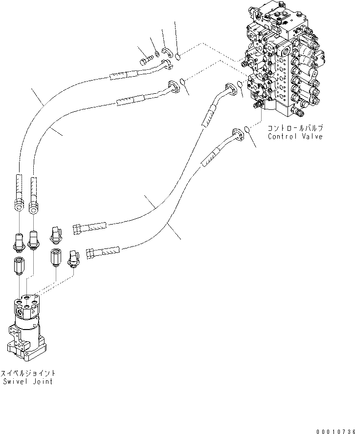 Excavators Komatsu / PC400-7(-50) S/N Y400001-UP(ZEPB000901) / TRAVEL PIPING(|ZH00080 : |ZH00080)