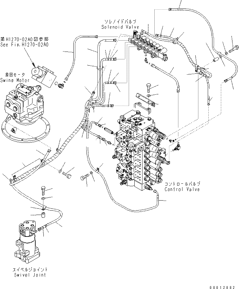 Excavators Komatsu / PC400-7(-50) S/N Y400001-UP(ZEPB000901) / SOLENOID VALVE PIPING (HOSE AND BRACKET) (1 ACTUATOR)(|ZH00091 : |ZH00091)