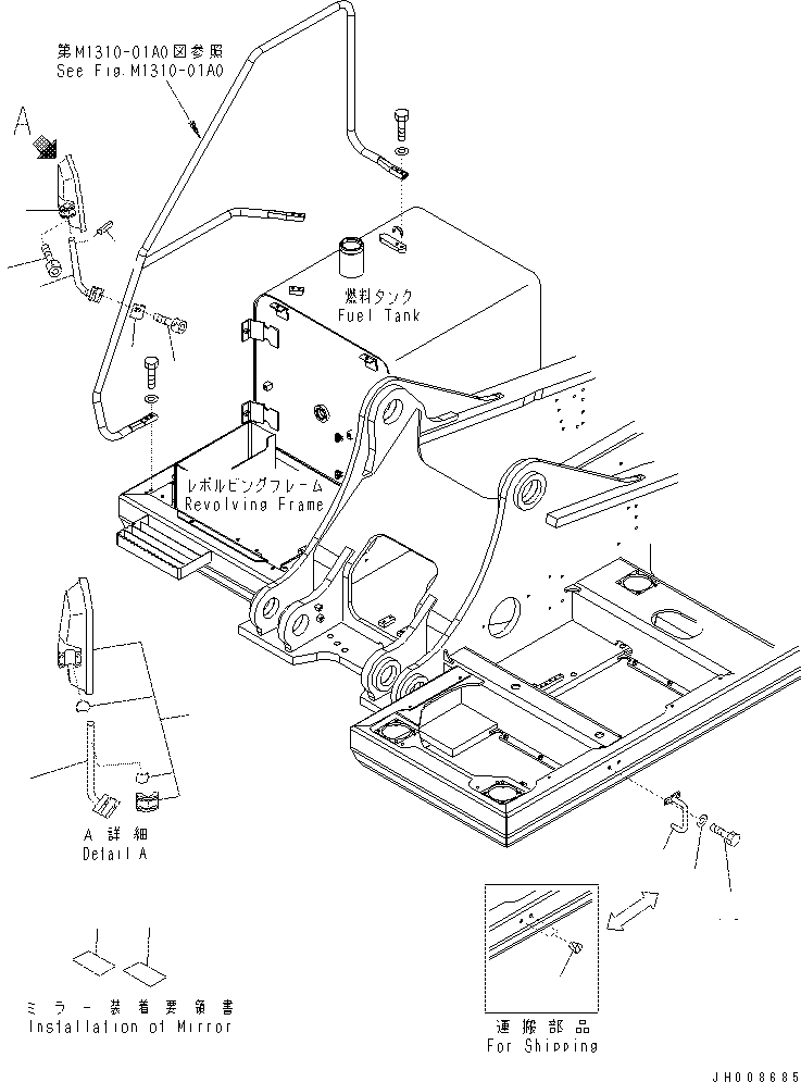 Excavators Komatsu / PC400-7(-50) S/N Y400001-UP(ZEPB000901) / REARVIEW MIRROR R.H.(|ZM00036 : |ZM00036)