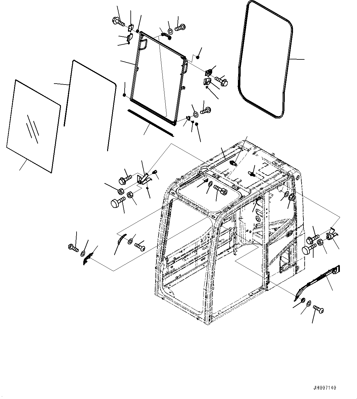 Excavators Komatsu / PC220-8M0 S/N Y221001-UP(ZEPB401) / CAB (VANDALISM PROTECTION,POWER SUPPLY,12VOLT,WITH 2-ADDITIONAL ACTUATOR PIPING,ACCUMULATOR,WEBASTO HEATER) (FRONT WINDOW)(|ZK00153 : |ZK00153)