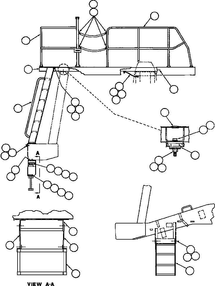 Komatsu parts book diagram for AFE42-J 630E S/N 32081-32084 MT. LEYSHON: LEFT DECK, LADDER & STEP