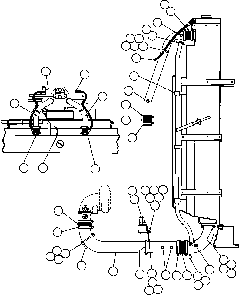 Komatsu parts book diagram for AFE42-J 630E S/N 32081-32084 MT. LEYSHON: RADIATOR PIPING