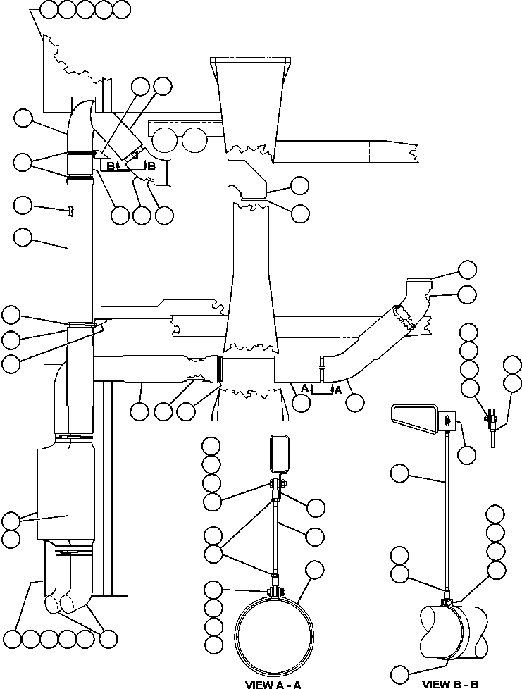 Komatsu parts book diagram for AFE42-J 630E S/N 32081-32084 MT. LEYSHON: EXHAUST PIPING