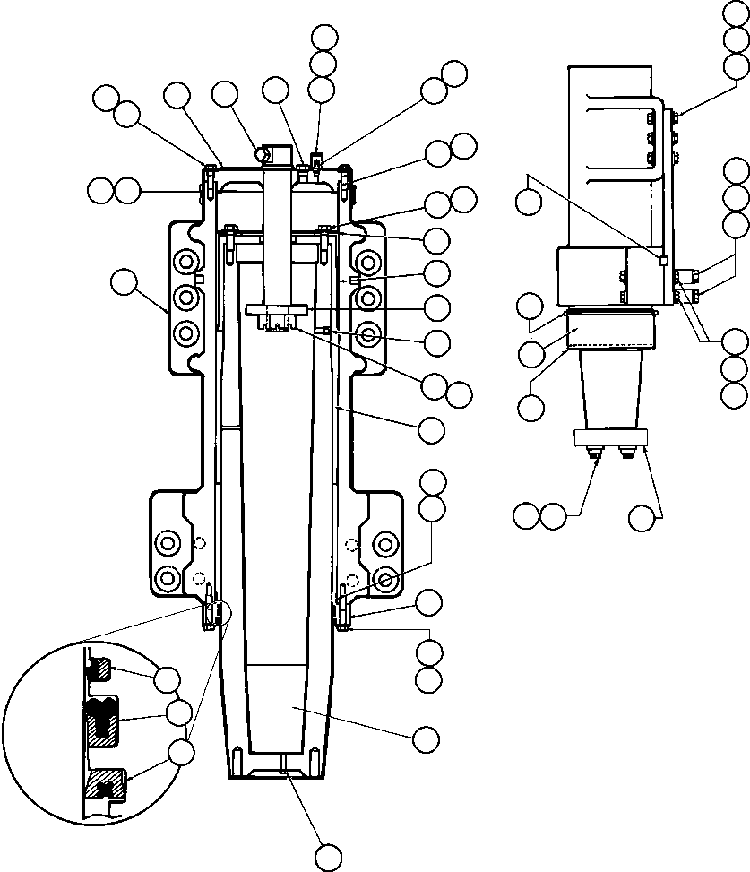 Komatsu parts book diagram for AFE42-J 630E S/N 32081-32084 MT. LEYSHON: FRONT SUSPENSION & MOUNTING