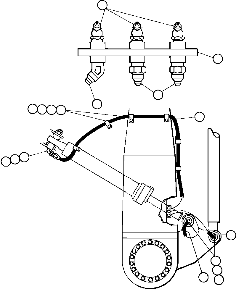 Komatsu parts book diagram for AFE42-J 630E S/N 32081-32084 MT. LEYSHON: FRONT LUBRICATION