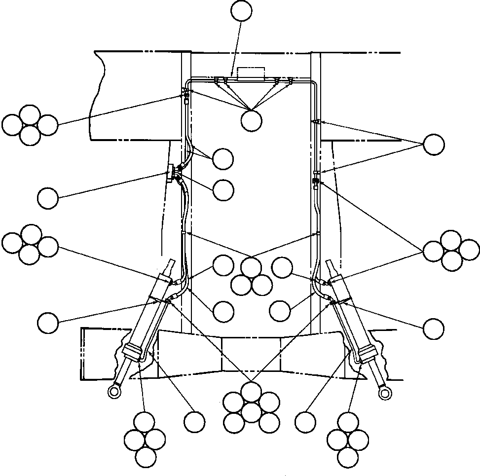 Komatsu parts book diagram for AFE42-J 630E S/N 32081-32084 MT. LEYSHON: STEERING CYLINDER PIPING