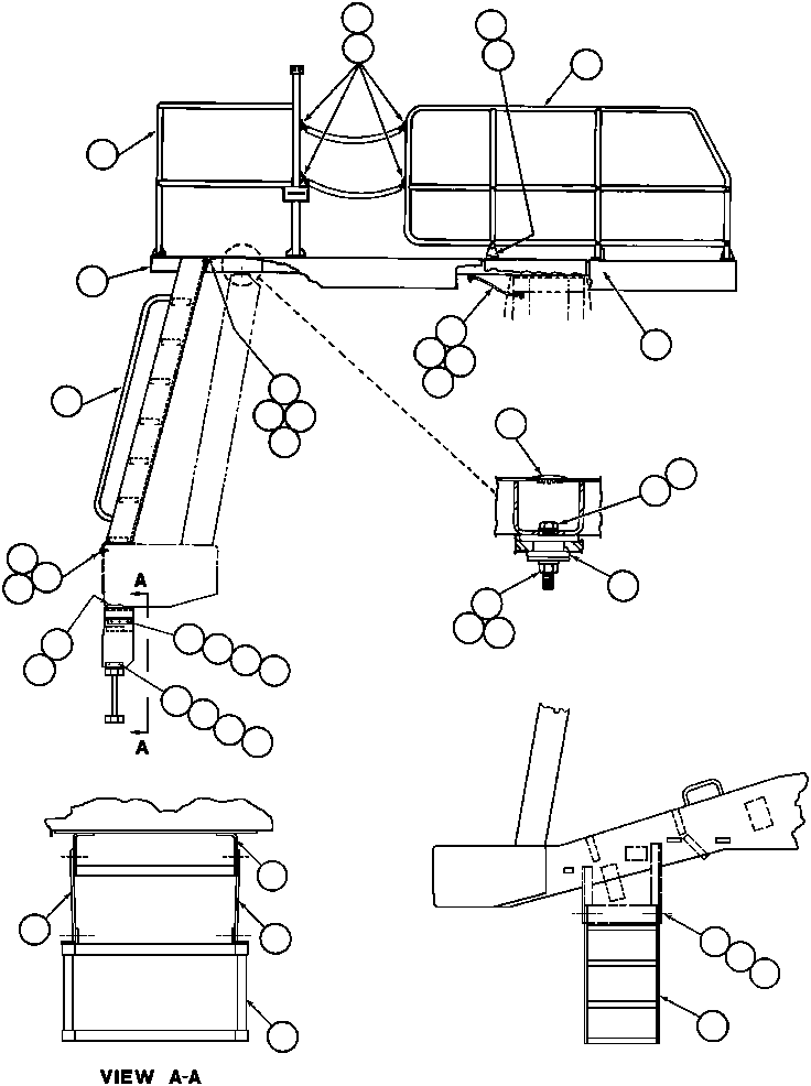 Komatsu parts book diagram for AFE43-AR 685E S/N 32278 BLAIR ATHOL: LEFT DECK, LADDER & STEP