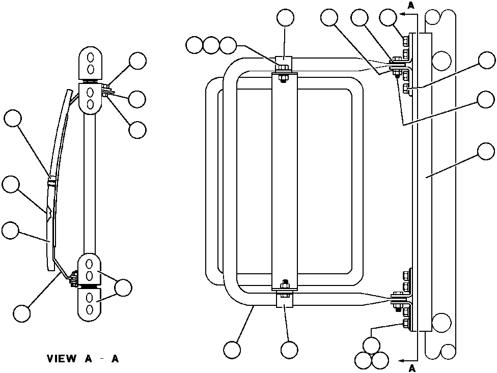 Komatsu parts book diagram for AFE43-AR 685E S/N 32278 BLAIR ATHOL: R.H. HAND CONVEX MIRROR INSTL