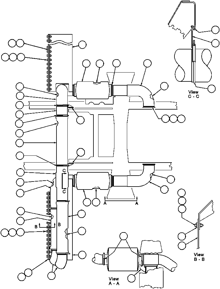 Komatsu parts book diagram for AFE43-AR 685E S/N 32278 BLAIR ATHOL: EXHAUST PIPING INSTL