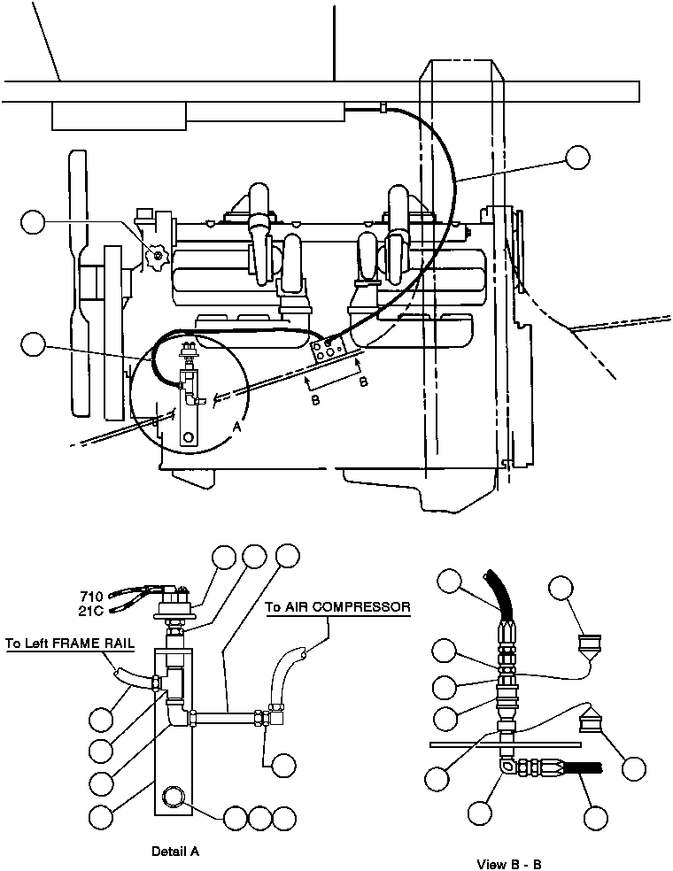 Komatsu parts book diagram for AFE43-AR 685E S/N 32278 BLAIR ATHOL: ENGINE GAUGE PIPING