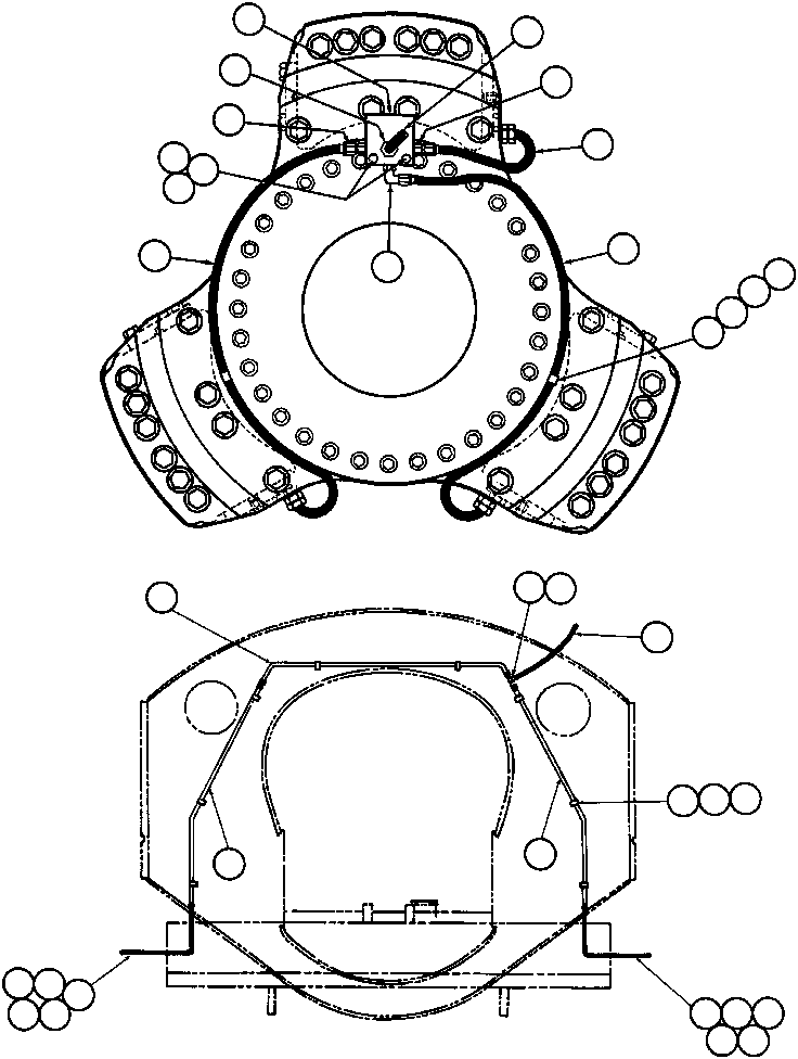 Komatsu parts book diagram for AFE43-AR 685E S/N 32278 BLAIR ATHOL: FRONT BRAKE PIPING