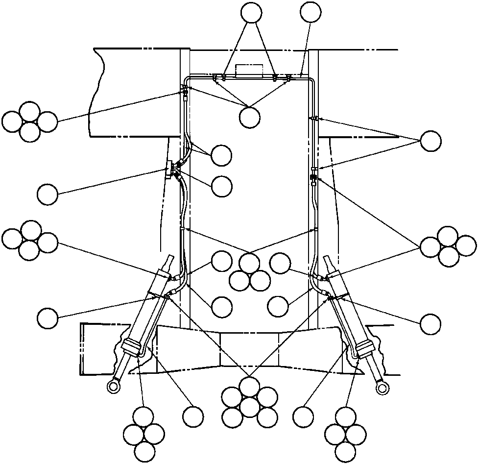 Komatsu parts book diagram for AFE43-AR 685E S/N 32278 BLAIR ATHOL: STEERING CYLINDER PIPING