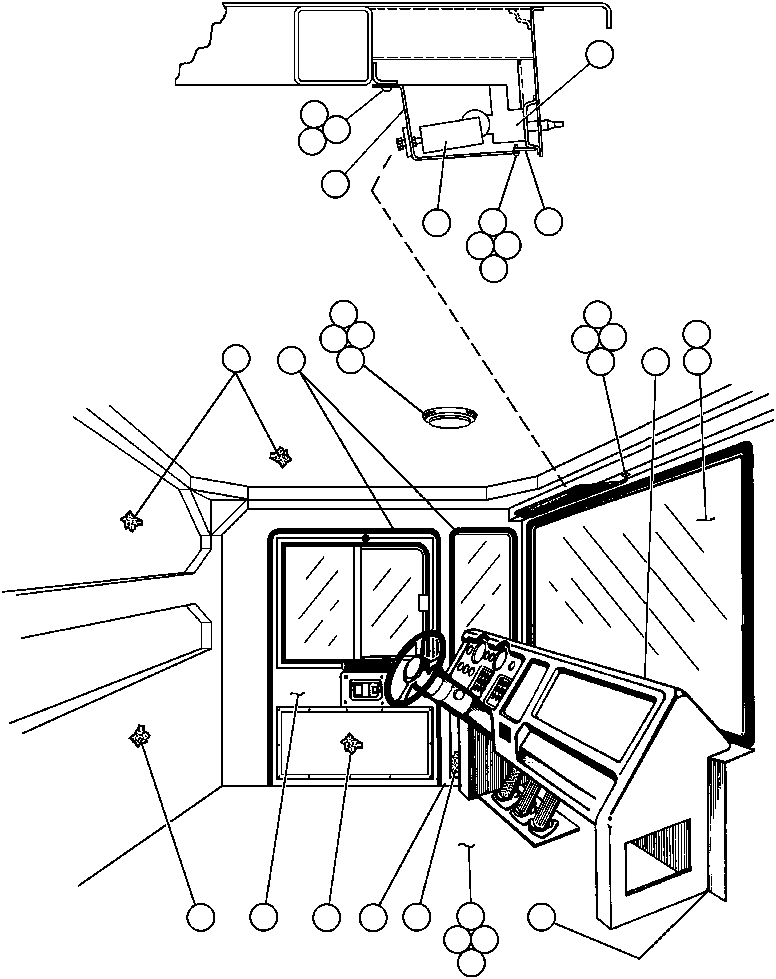 Komatsu parts book diagram for AFE43-AR 685E S/N 32278 BLAIR ATHOL: CAB ASSM W/ROPS (ED0254)