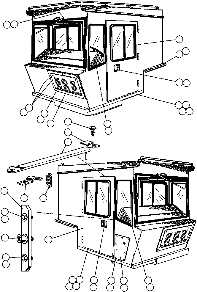 Komatsu parts book diagram for AFE43-AR 685E S/N 32278 BLAIR ATHOL: CAB ASSM W/ROPS - 1 (ED0254)