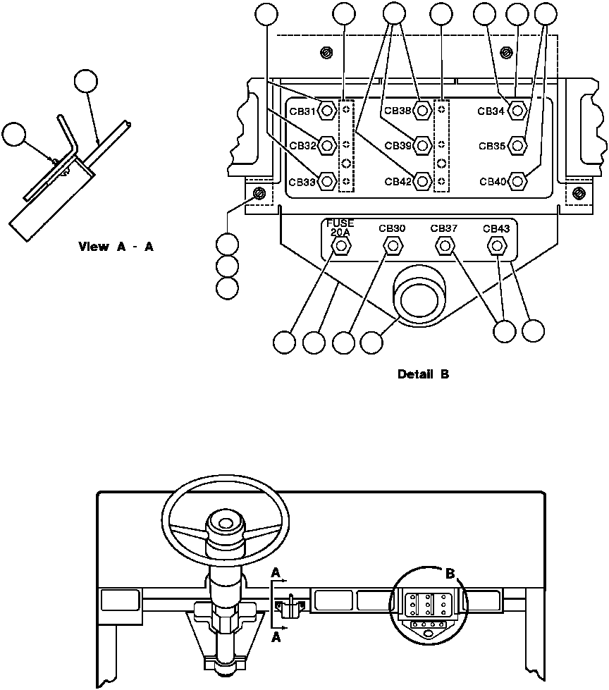 Komatsu parts book diagram for AFE43-AR 685E S/N 32278 BLAIR ATHOL: CIRCUIT BREAKER PANEL