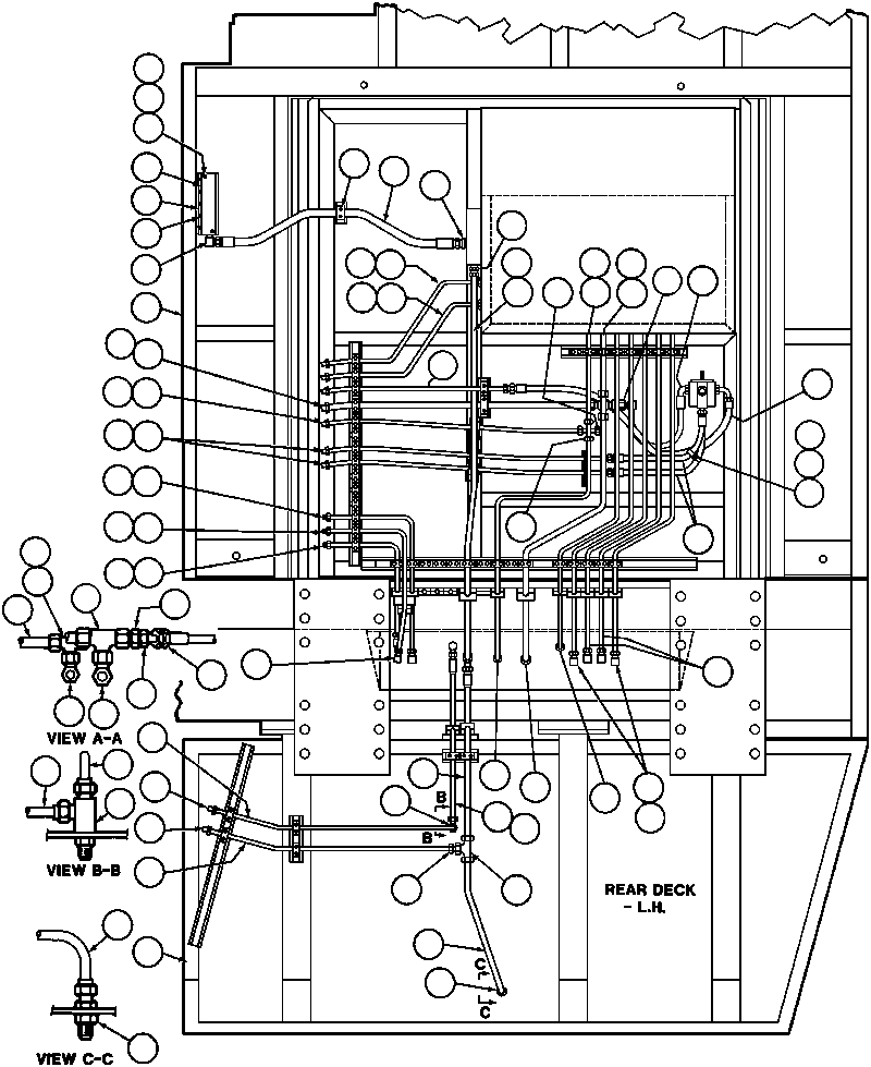 Komatsu parts book diagram for AFE43-AR 685E S/N 32278 BLAIR ATHOL: UNDER CAB PIPING (DDEC)