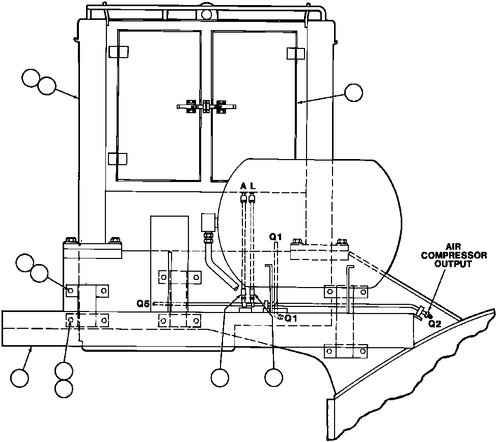 Komatsu parts book diagram for AFE43-AR 685E S/N 32278 BLAIR ATHOL: REAR DECK & MOUNTING - L.H.