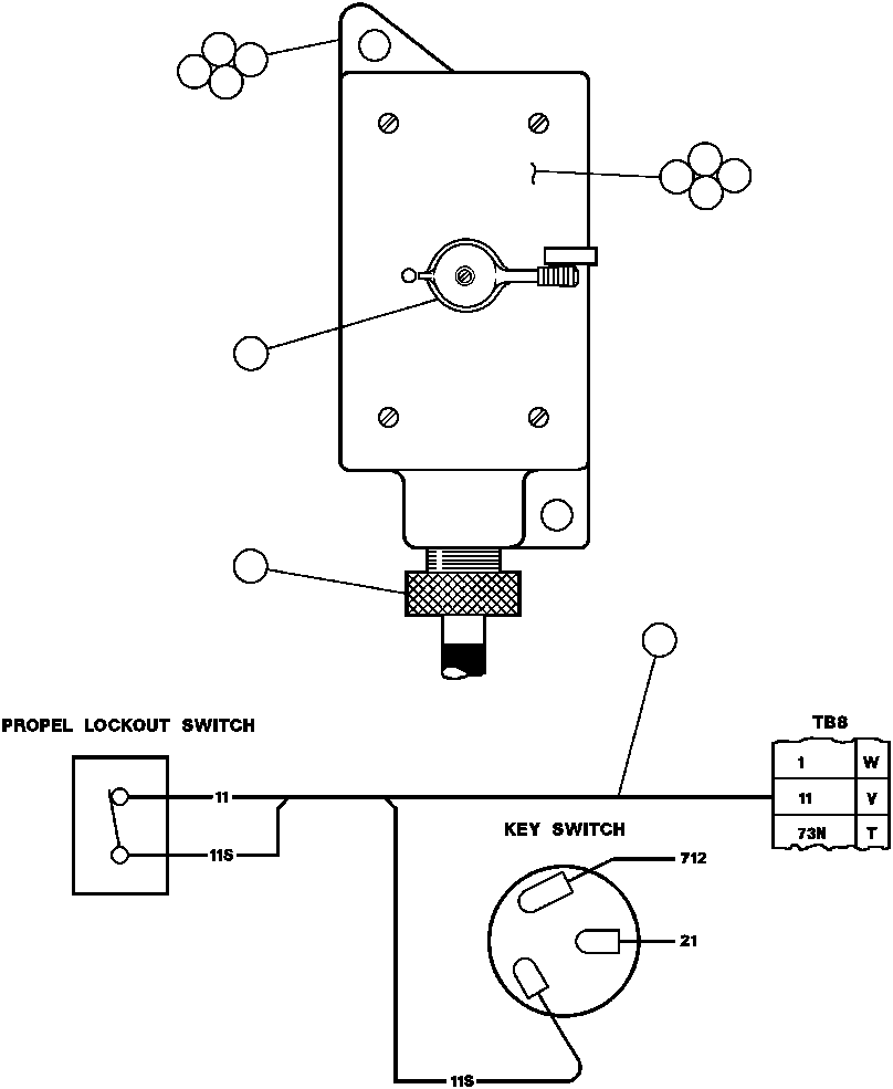 Komatsu parts book diagram for AFE43-AR 685E S/N 32278 BLAIR ATHOL: PROPEL LOCKOUT SWITCH INSTL