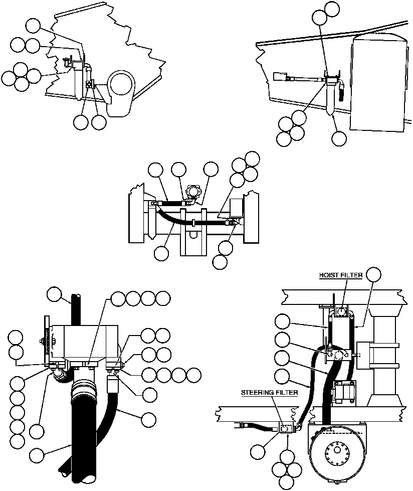 Komatsu parts book diagram for AFE43-AR 685E S/N 32278 BLAIR ATHOL: HYD PUMP & FILTER PIPING