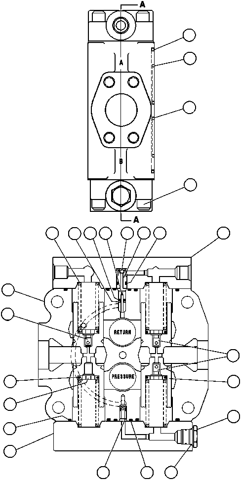 Komatsu parts book diagram for AFE43-AR 685E S/N 32278 BLAIR ATHOL: SPOOL SECTION ASSM (VE6208)