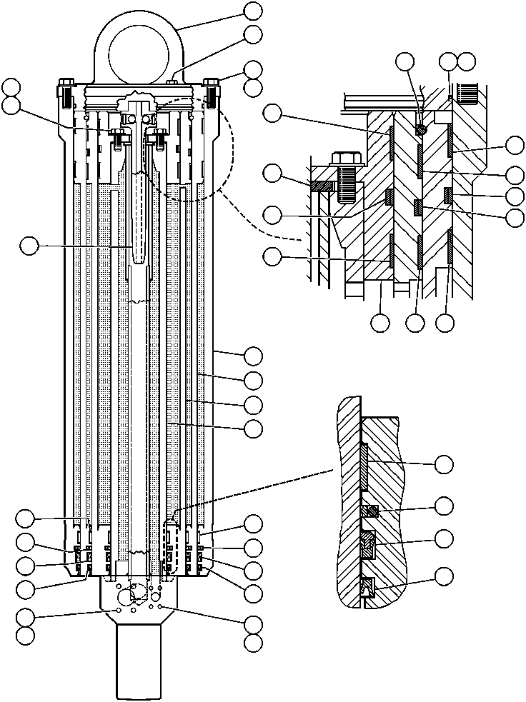 Komatsu parts book diagram for AFE43-AR 685E S/N 32278 BLAIR ATHOL: HOIST CYLINDER ASSM (ED5205)