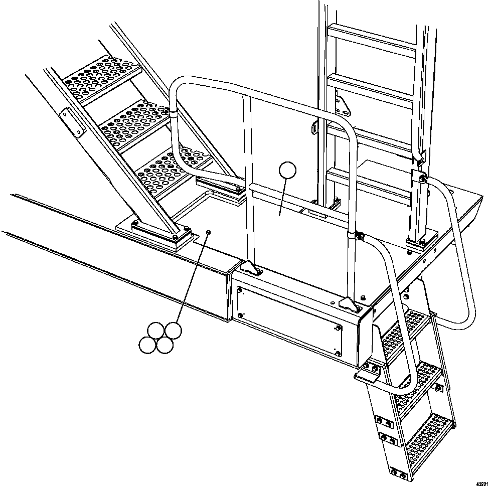Komatsu parts book diagram for AFE57-FS 830E-1AC S/N A30723 - A30726    ISLA RIESCO: LH PLATFORM TREAD PLATE INSTALLATION