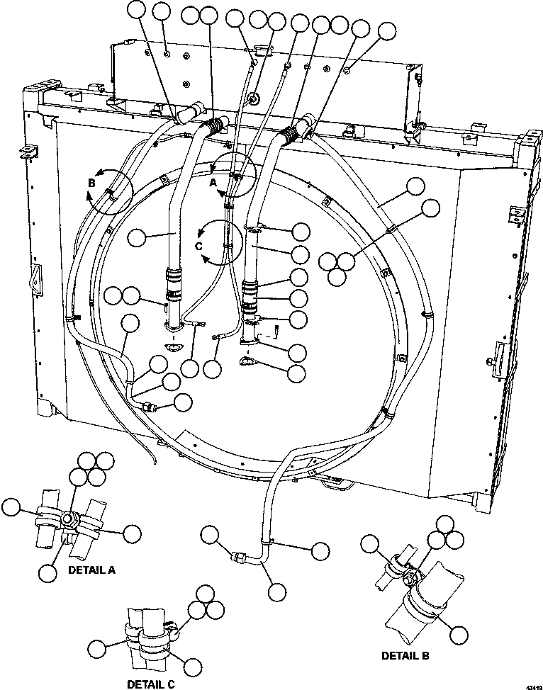 Komatsu parts book diagram for AFE57-FS 830E-1AC S/N A30723 - A30726    ISLA RIESCO: COOLING SYSTEM PIPING  1/3