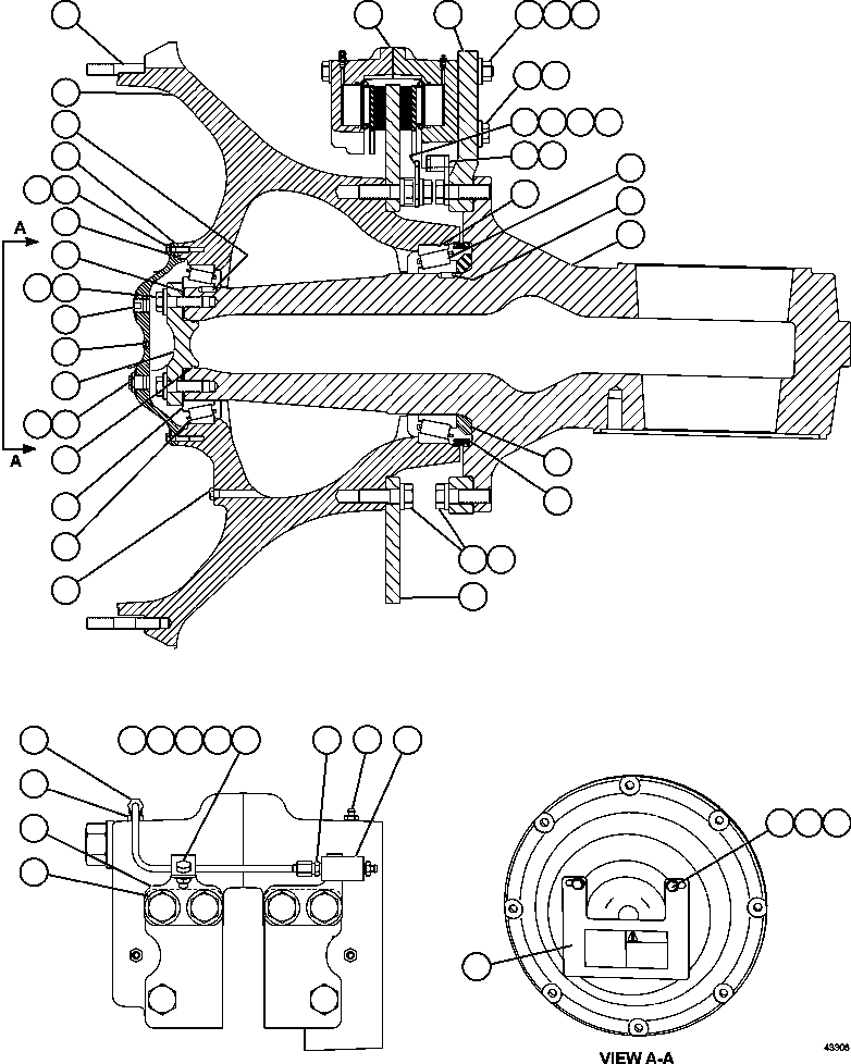 Komatsu parts book diagram for AFE57-FS 830E-1AC S/N A30723 - A30726    ISLA RIESCO: SPINDLE, HUB & BRAKE ASSEMBLY
