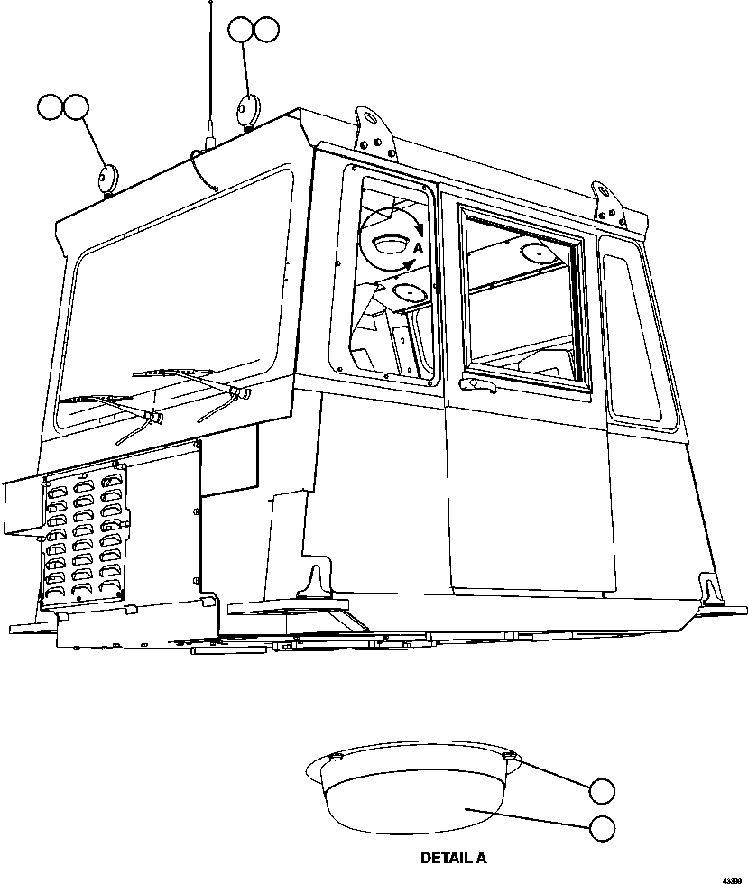Komatsu parts book diagram for AFE57-FS 830E-1AC S/N A30723 - A30726    ISLA RIESCO: CAB LIGHTS