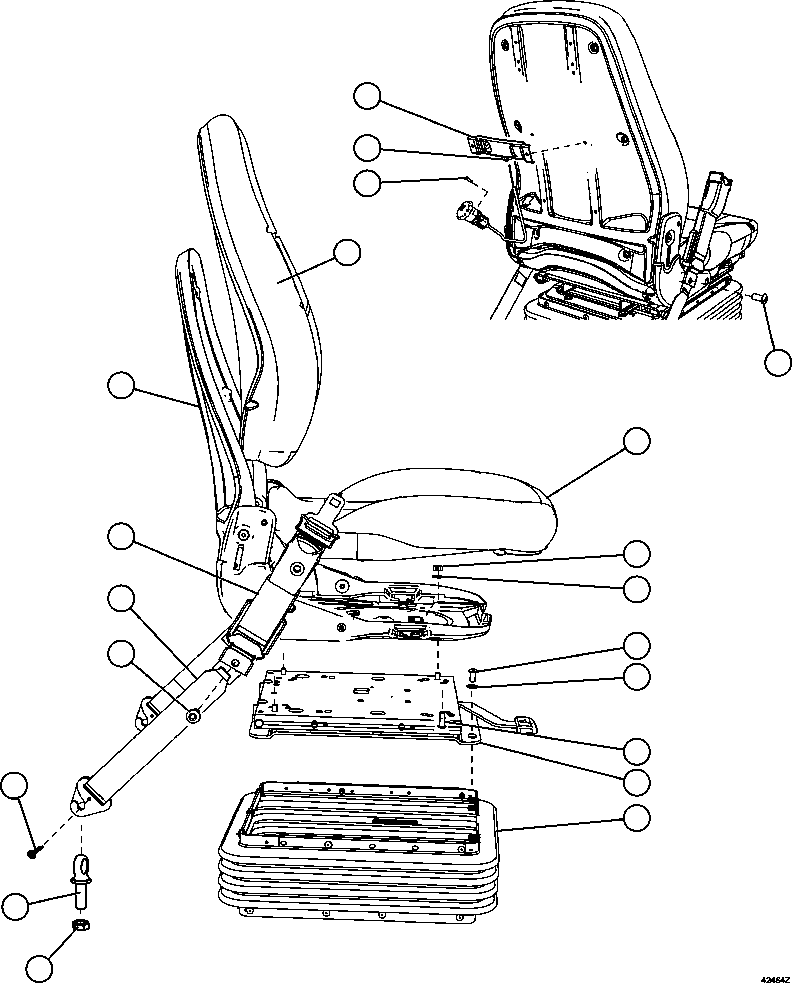 Komatsu parts book diagram for AFE57-FS 830E-1AC S/N A30723 - A30726    ISLA RIESCO: PASSENGER SEAT ASSM  1/2       PC2550