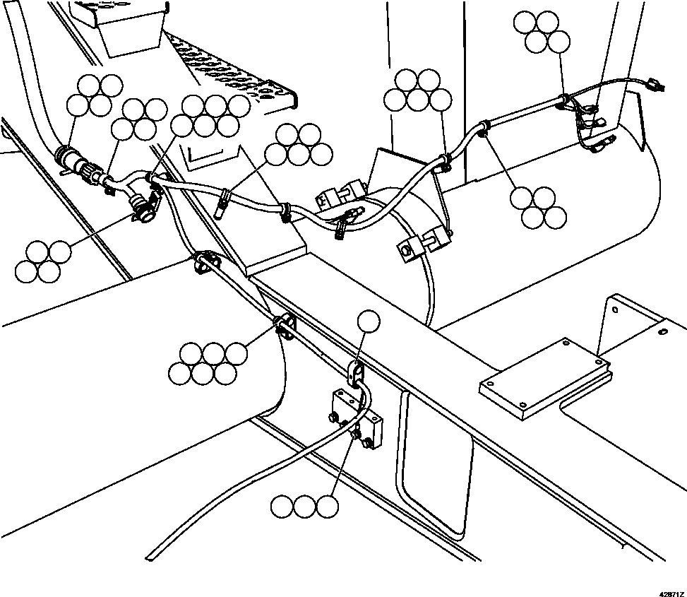 Komatsu parts book diagram for AFE57-FS 830E-1AC S/N A30723 - A30726    ISLA RIESCO: LH FRAME RAIL WIRING  1/2