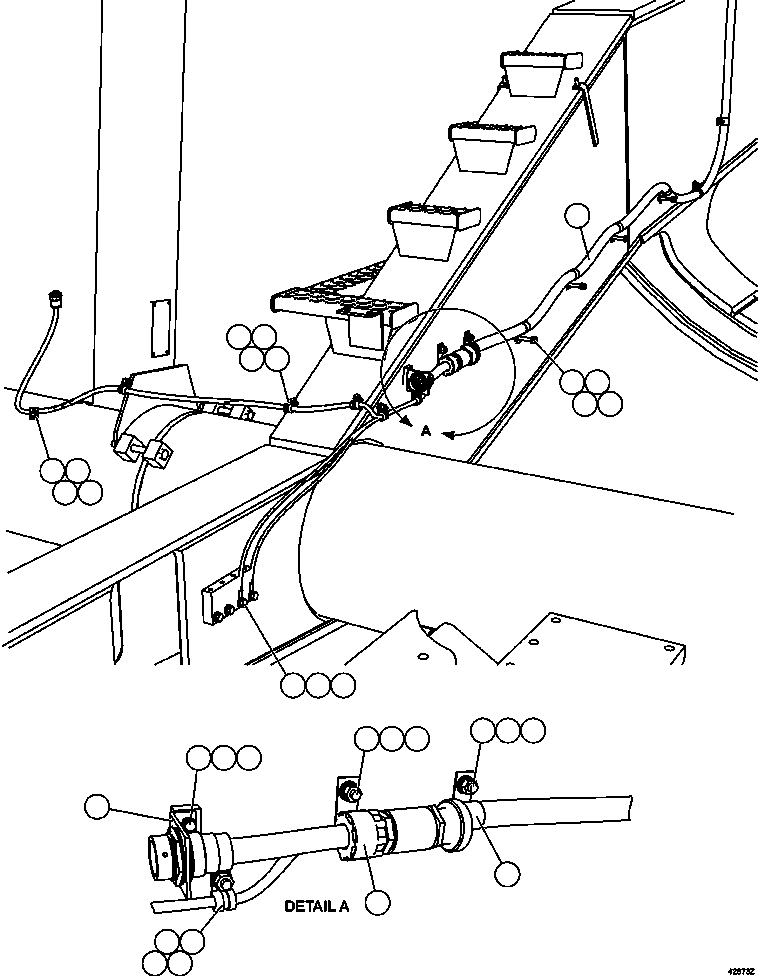 Komatsu parts book diagram for AFE57-FS 830E-1AC S/N A30723 - A30726    ISLA RIESCO: RH FRAME RAIL WIRING  1/2