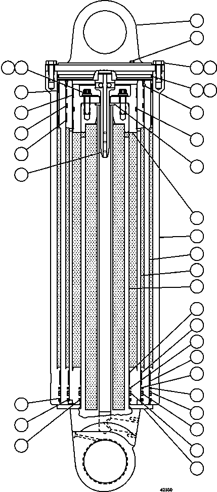 Komatsu parts book diagram for AFE57-FS 830E-1AC S/N A30723 - A30726    ISLA RIESCO: HOIST CYLINDER ASSEMBLY        EM8354