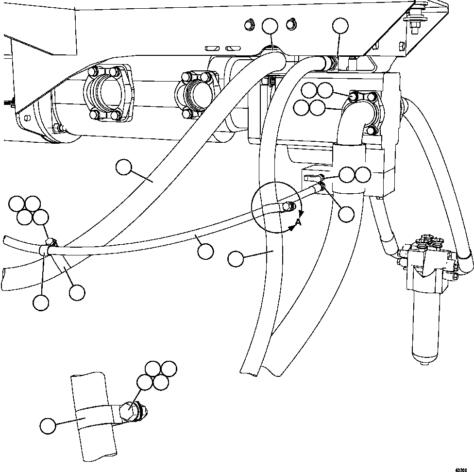 Komatsu parts book diagram for AFE57-FS 830E-1AC S/N A30723 - A30726    ISLA RIESCO: STEERING PUMP PIPING   1/2