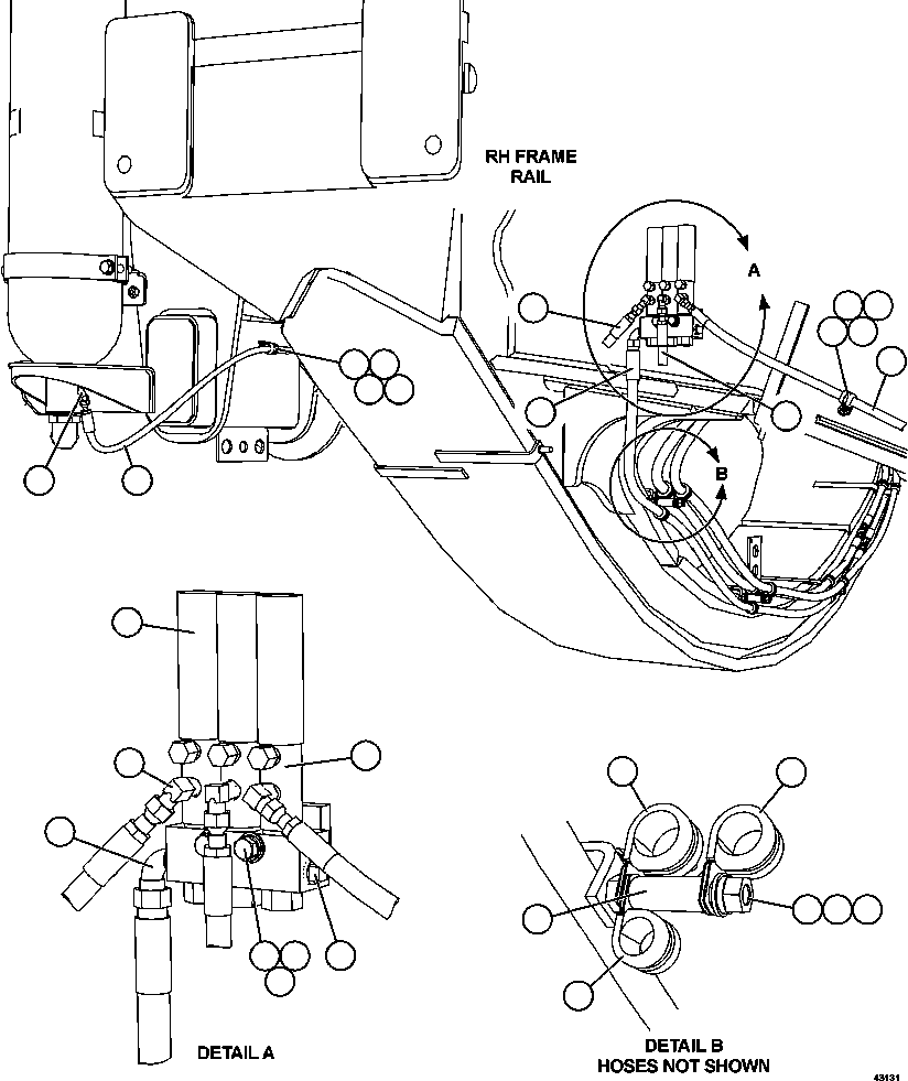 Komatsu parts book diagram for AFE57-FS 830E-1AC S/N A30723 - A30726    ISLA RIESCO: AUTOMATIC LUBRICATION - RH FRAME RAIL PIPING