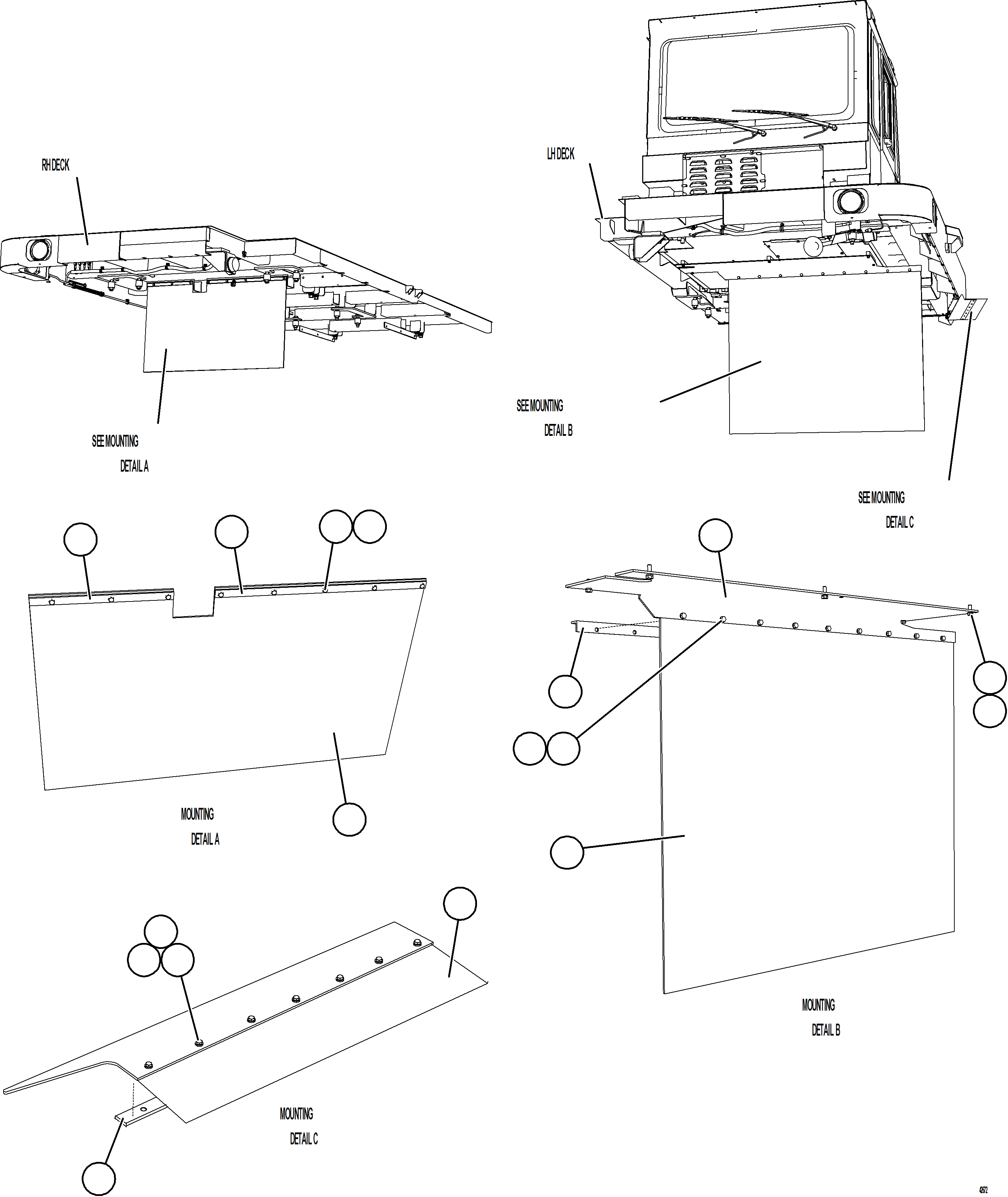 Komatsu parts book diagram for AFE57-KE 830E-1AC S/N A41140 - A41141  KBI: DECK MUD FLAPS